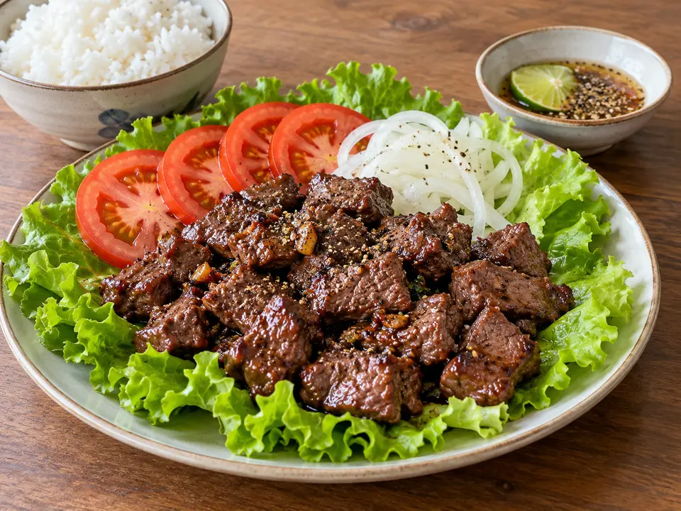 カンボジア料理 ロックラック 牛肉と野菜