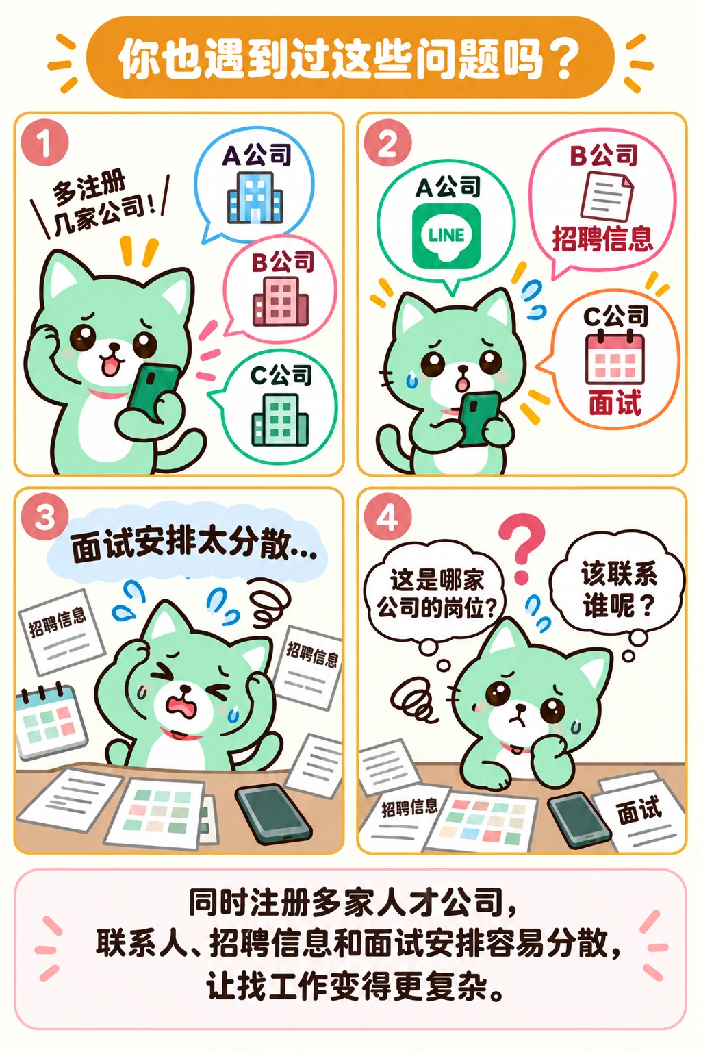多家人才公司的联系人、招聘信息和面试安排分散时的求职烦恼