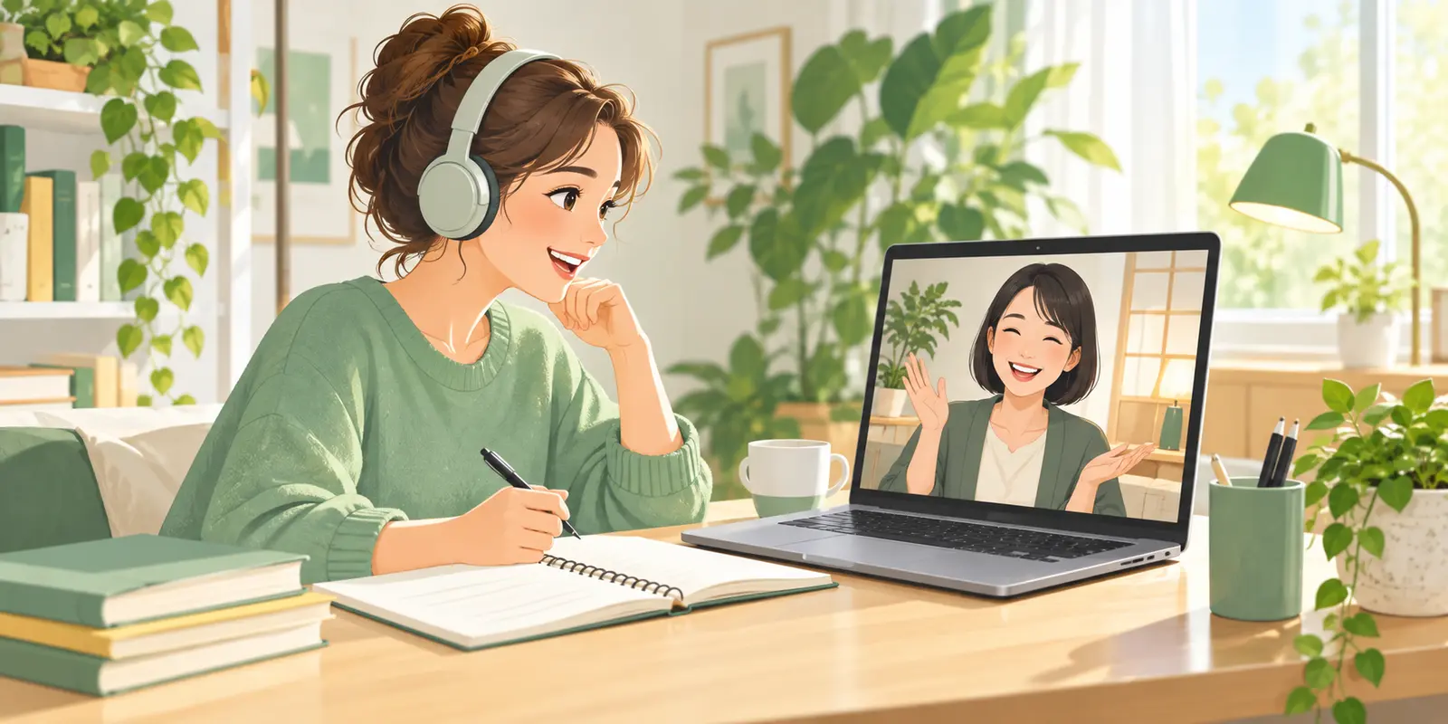 Học viên tham gia buổi học tiếng Nhật trực tuyến cá nhân
