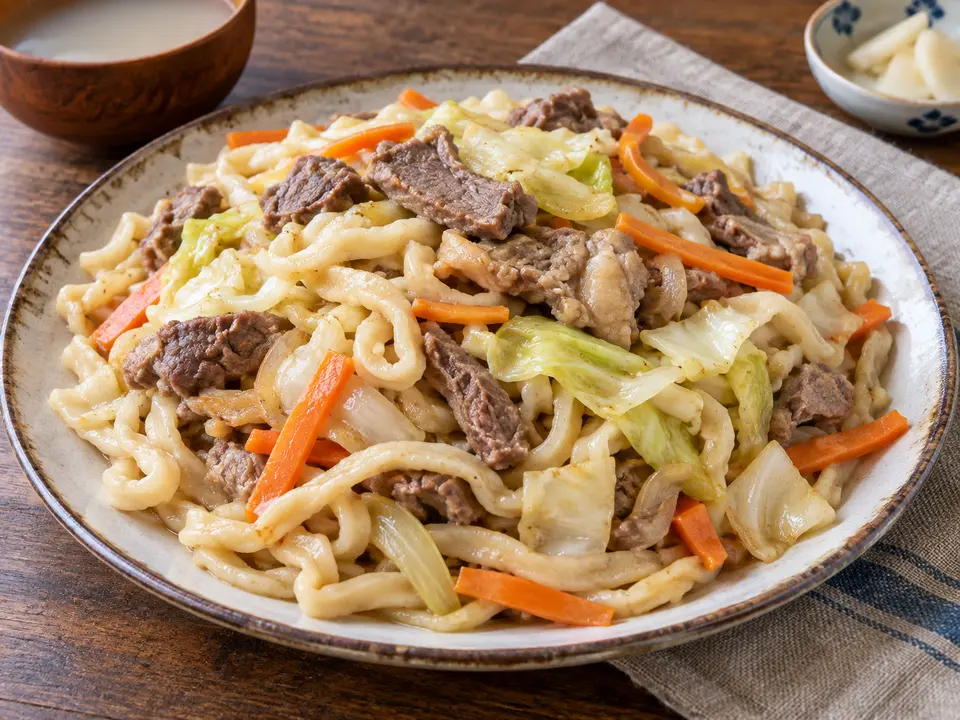 モンゴル料理 ツォイワン 肉と野菜の小麦麺
