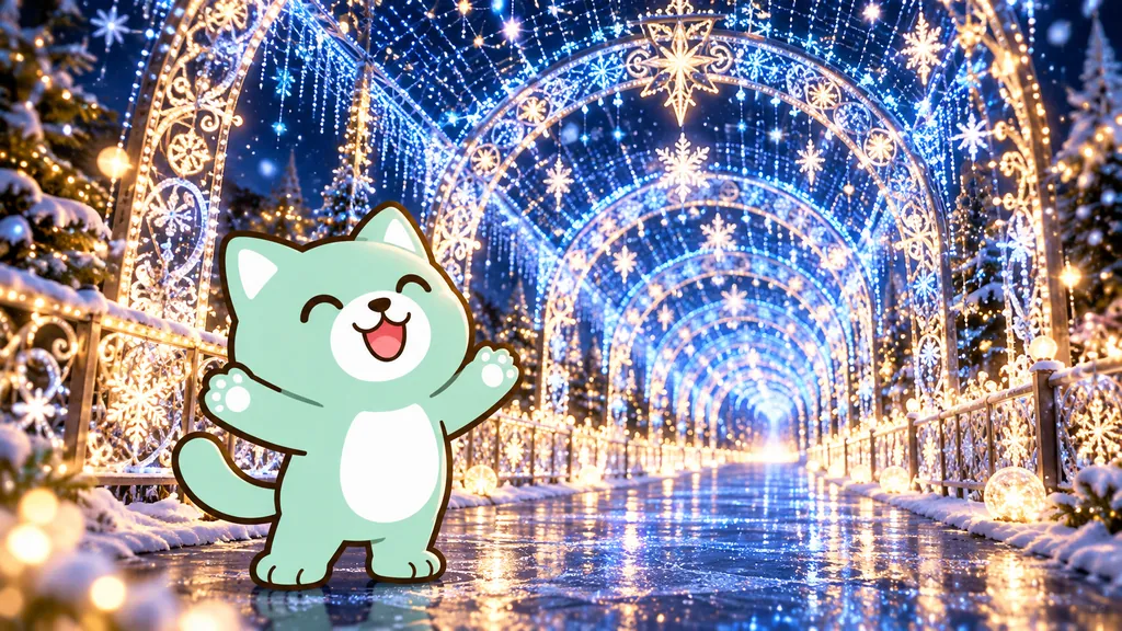 はぴジョブキャラクターと冬の光。特集イメージイラスト
