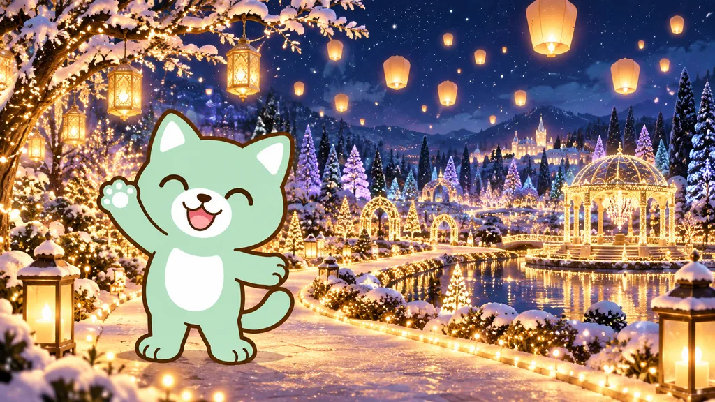 はぴジョブキャラクターと冬の光。特集イメージイラスト
