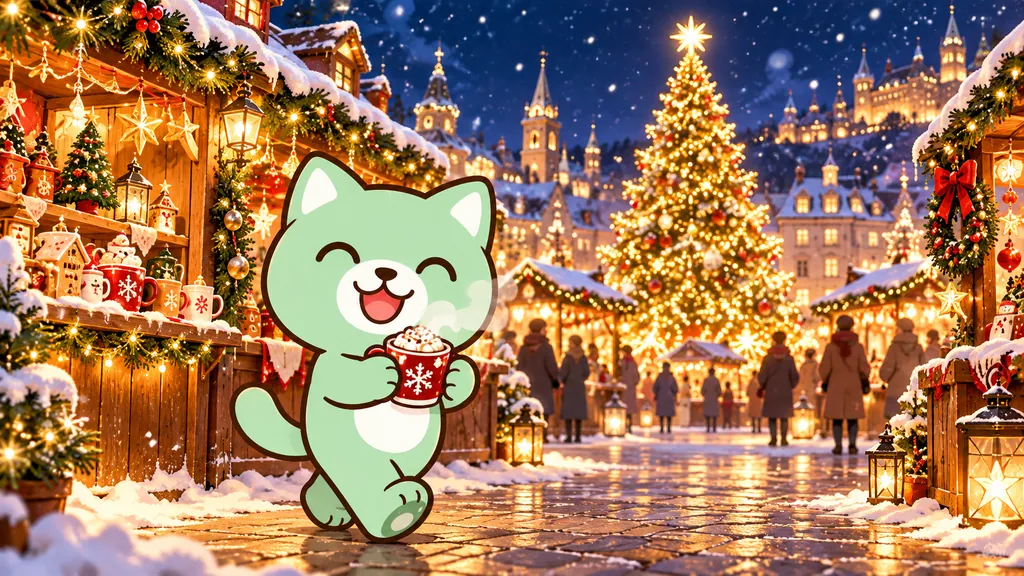 はぴジョブキャラクターと冬の光。特集イメージイラスト